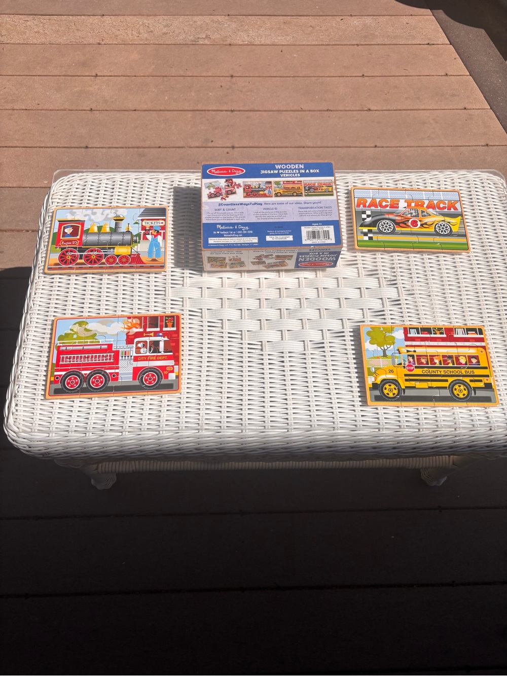 Melissa & Doug 4-Twelve Piece Wooden Jigsaw Puzzles In A Box  Vehicles